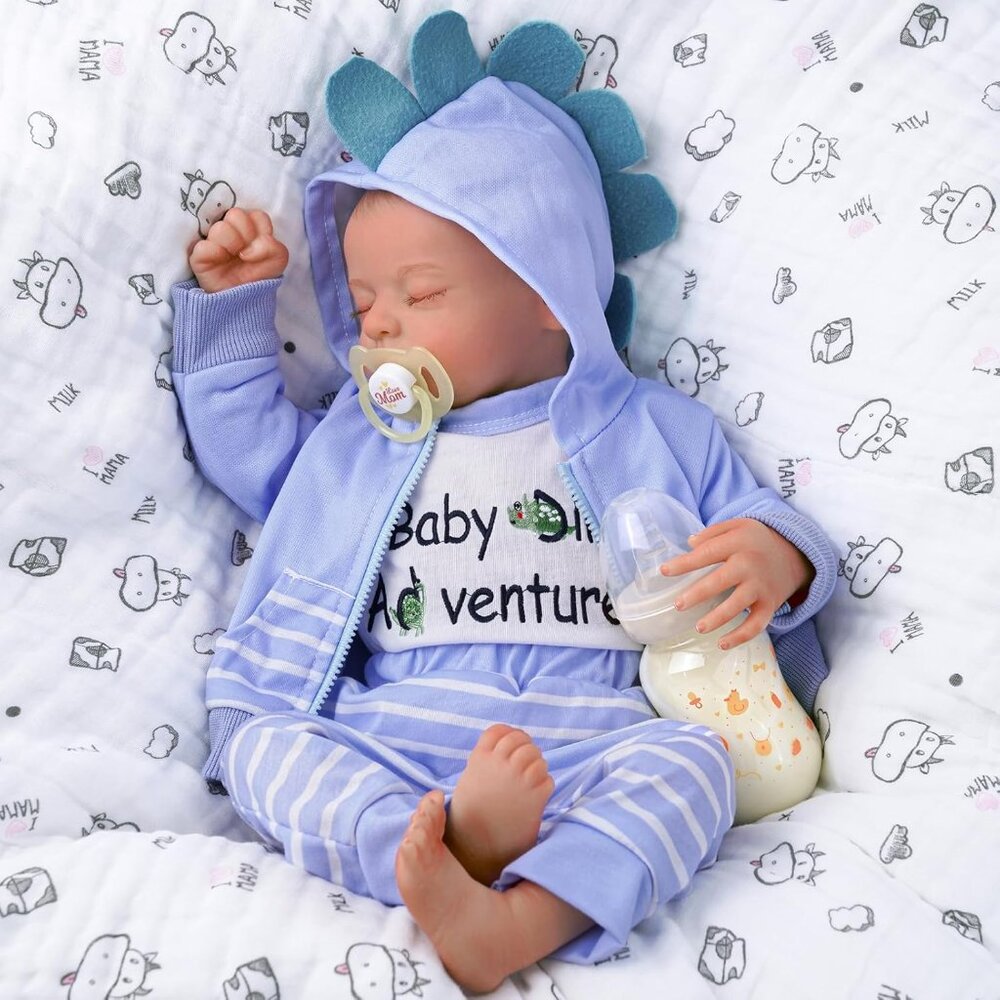 💫 Reborn Baby Dolls Blue Realistic 20 inch Soft Vinyl Cloth Body Toy Gift Kids